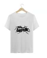 Camiseta branca Massive Attack Mezzanine com arte do inseto na frente