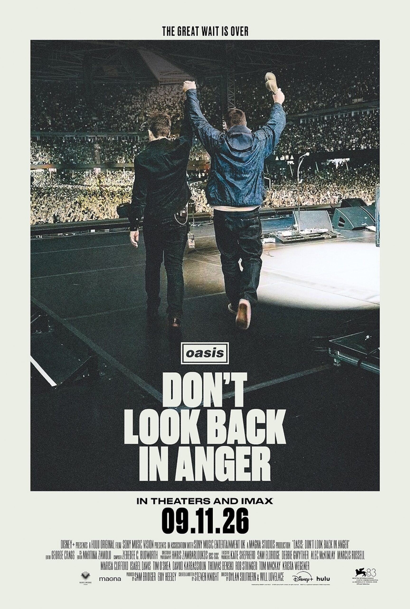 Pôster oficial do documentário Oasis: Don't Look Back In Anger.