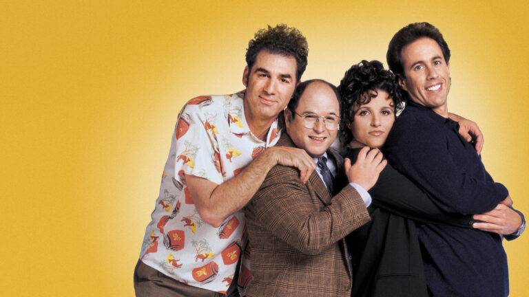 Elenco principal de Seinfeld em imagem promocional da Netflix