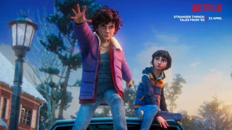 Eleven e outra personagem de Stranger Things: Tales From '85 em cena promocional da série animada