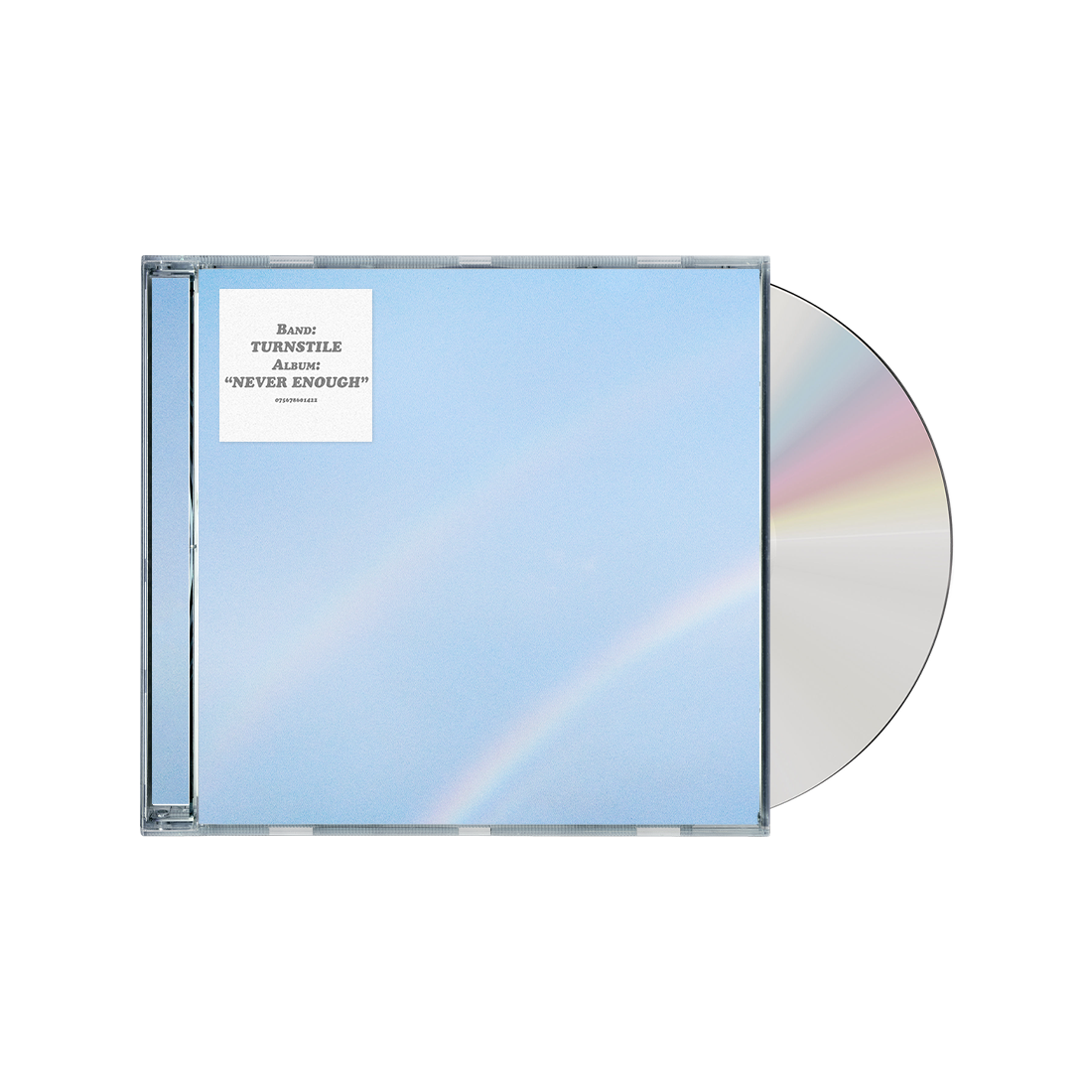 Capa de Never Enough, do Turnstile, com fundo azul-claro e arco-íris discreto.