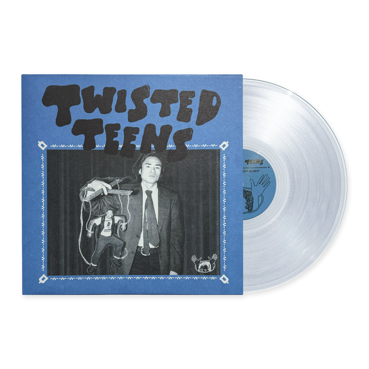Capa de Florida Water Blues, do Twisted Teens, ao lado da edição em vinil transparente