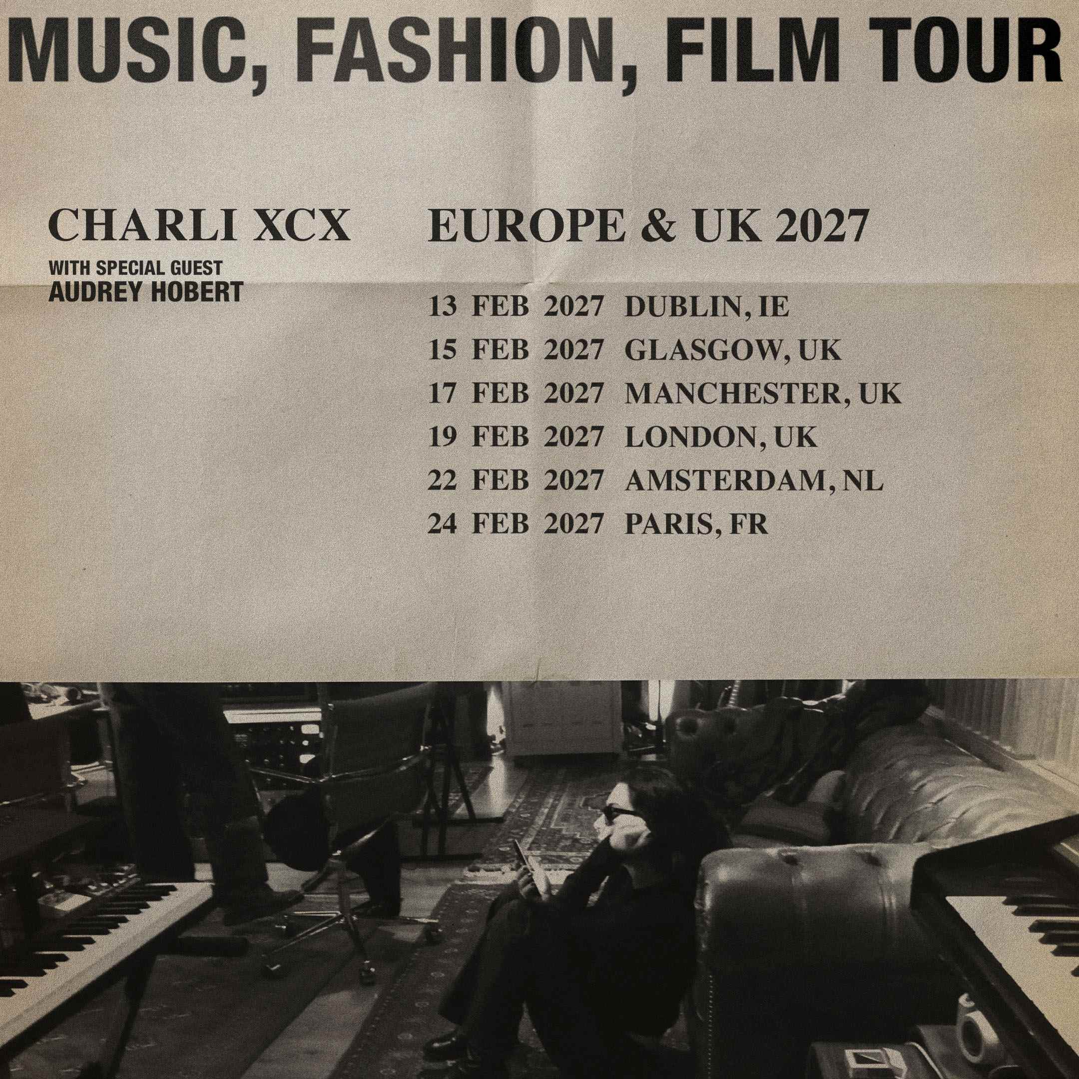Charli XCX anuncia turnê europeia de “Music, Fashion, Film” para 2027