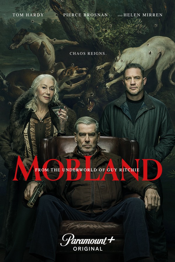 Tom Hardy, Pierce Brosnan e Helen Mirren em material promocional oficial de MobLand