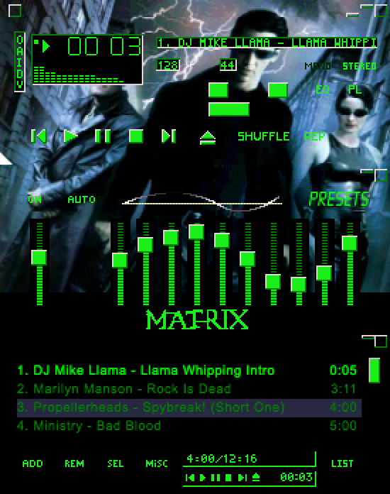 Skin do Winamp inspirada em Matrix